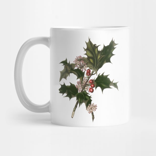 Vintage Christmas Holly Branch by MasterpieceCafe